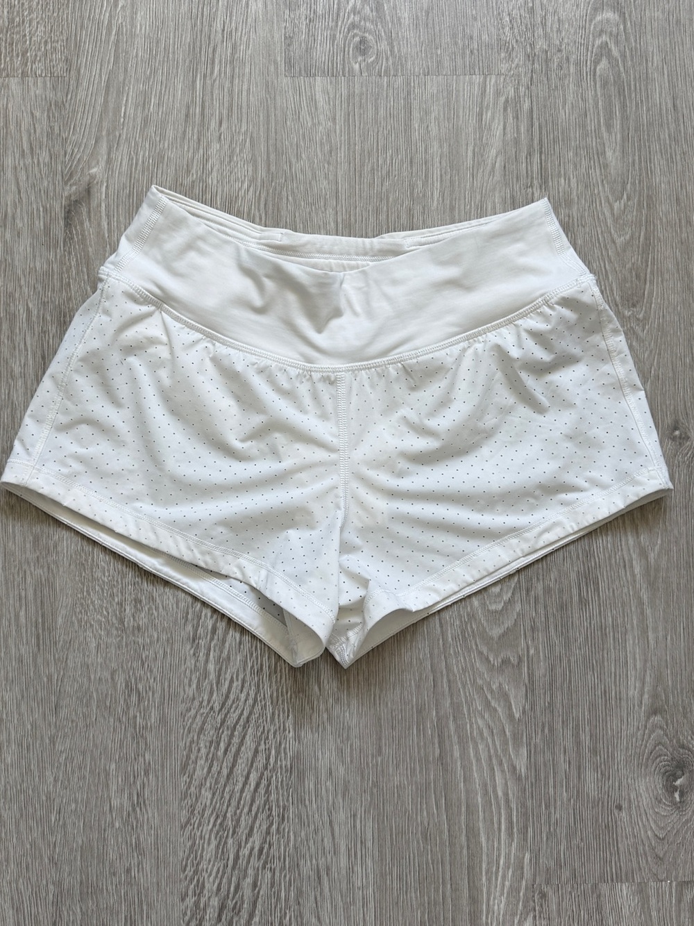 Lululemon White Athletic Perforated Performance Shorts White